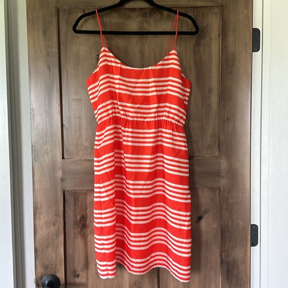 J. Crew Orange and White Dress - Picture 3 of 12